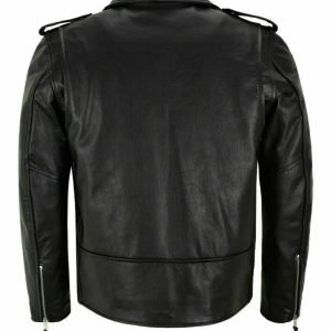 Mens Brando Leather Jacket Motorcycle Perfecto Black Cowhide Marlon Biker Jacket
