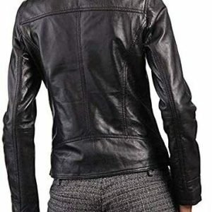 Genuine Black Leather Jacket Women Motorcycle Jacket Womens Lambskin Leather