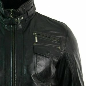 Men's Biker Cafe Racer Vintage Motorcycle Distressed Black Real Leather Jacket
