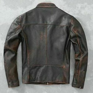 Bomber Brown Biker Vintage Men’s Motorcycle Distressed Real Lamb Leather Jacket