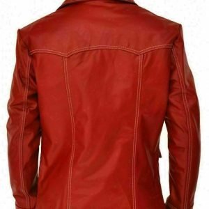 Fight Club Brad Pitt Real Leather Jacket F C Coat Red BIKER VINTAGE MOTORCYCLE