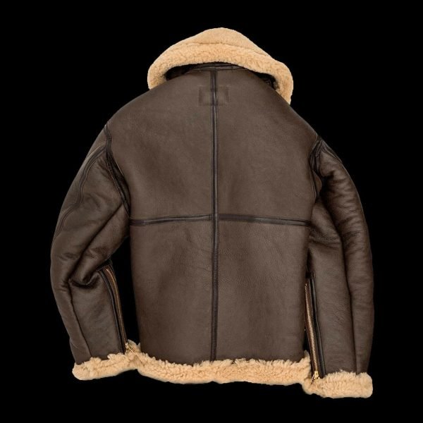 Men's Vintage Biker Bomber Shearling Fur Motorcycle Brown Aviator Real Sheep Fur