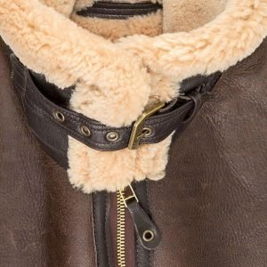 Men's Vintage Biker Bomber Shearling Fur Motorcycle Brown Aviator Real Sheep Fur