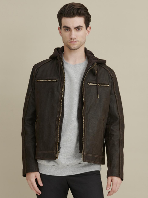Jake Hooded Leather Jacket - Leather Store World