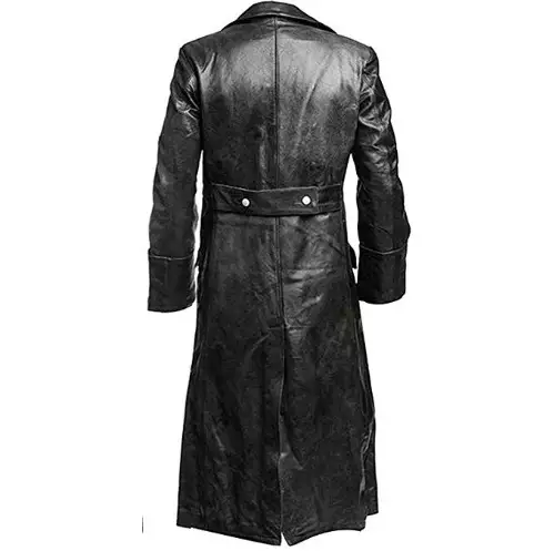 German Officer Black Genuine Real Leather Coat Long Black Trench Coat ...