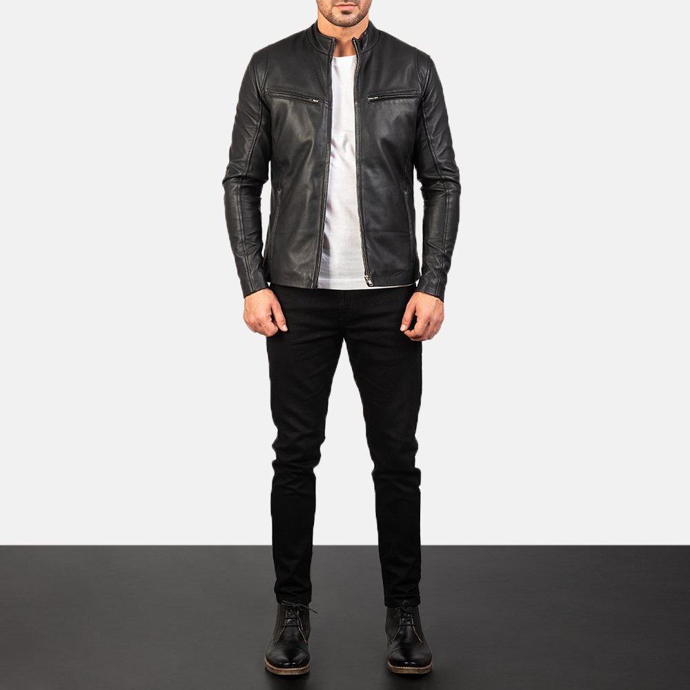 Men's Black Ionic Leather Jacket - Leather Store World
