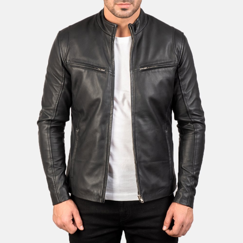 Men's Black Ionic Leather Jacket - Leather Store World