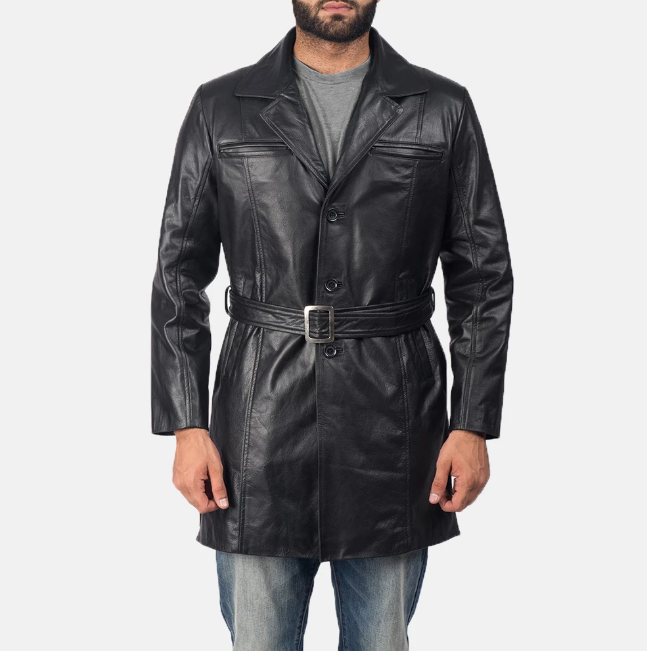 Jordan Black Leather Coat - Leather Store World