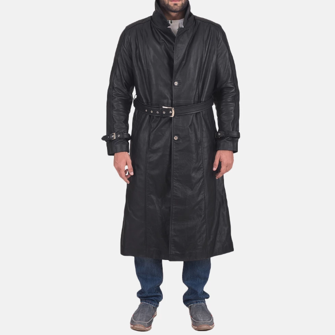 Daniel Black Leather Trench Coat - Leather Store World