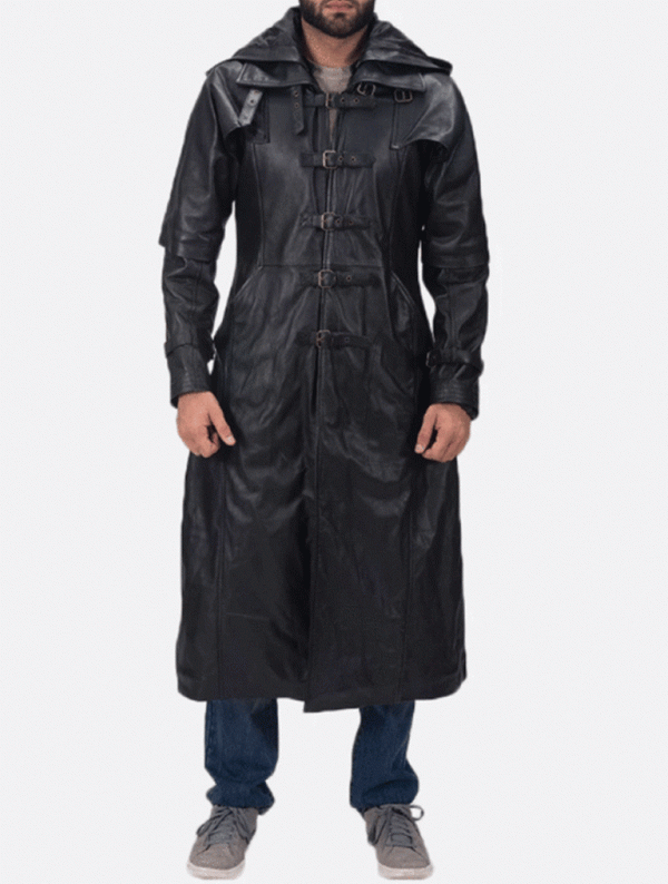 Huntsman Black Hooded Leather Trench Coat - Leather Store World