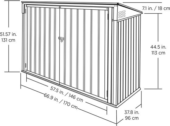 Arrow 6x3 Garbage Can Shed Measurements Diagram