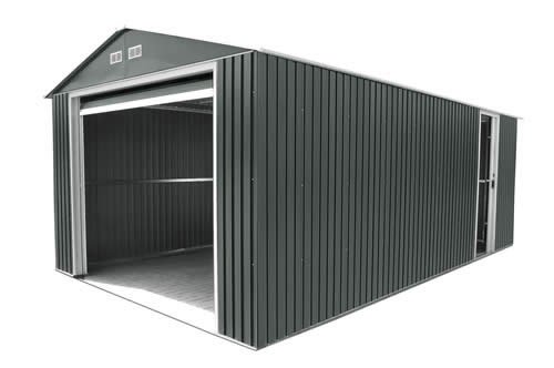 DuraMax 12x20 Gray Steel Garage - includes roll up garage door and one side door!