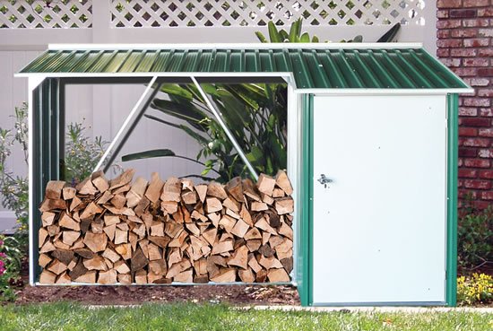 DuraMax Woodstore Firewood Green Storage Shed - 15 Year Warranty!