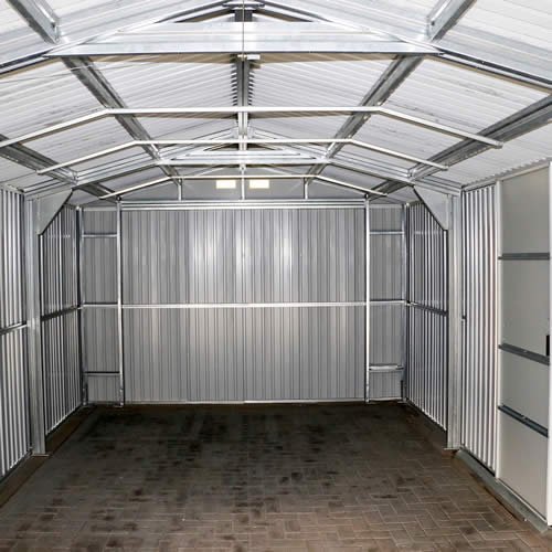 DuraMax 12x26 White Steel Garage - built with heavy duty steel truss system